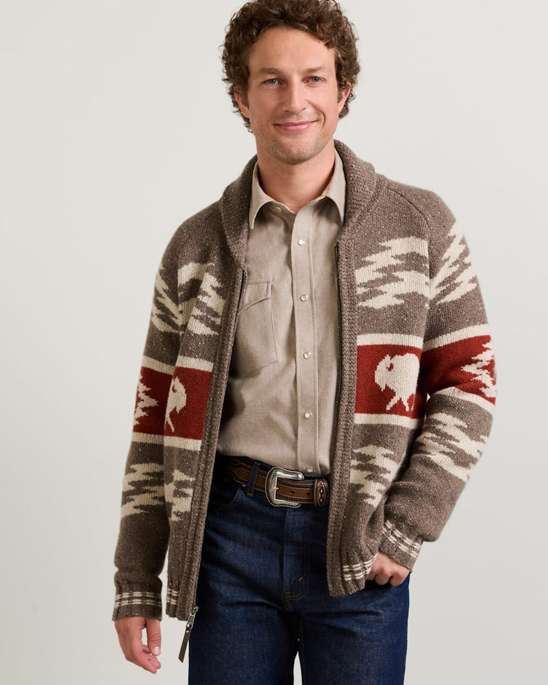 Pendleton - Bison Lambswool Zip Cardigan