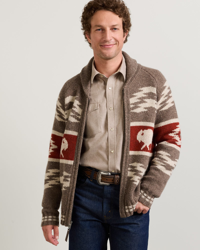 Pendleton - Bison Lambswool Zip Cardigan